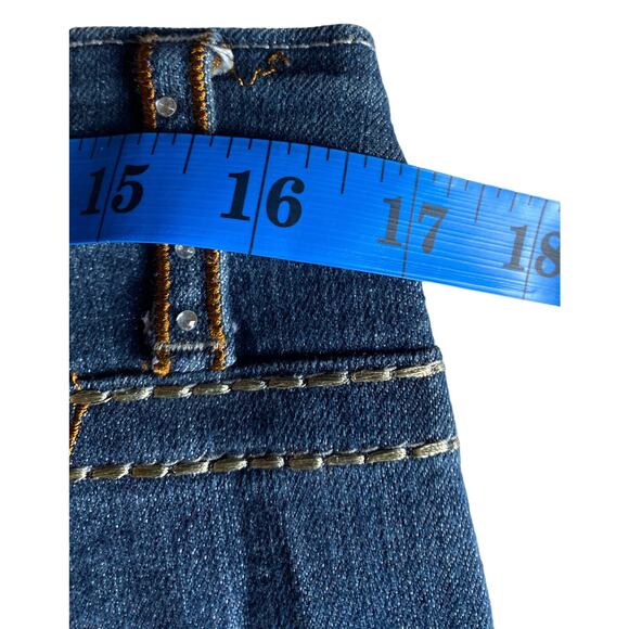 Retro Y2K Gene Culture Womens 10/32 Blue Embroidered Rhinestone Indie Jeans - Picture 8 of 12